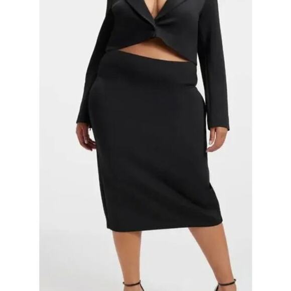 Good American Scuba Skirt Pencil Midi Black NWOT GA7 4X - Picture 1 of 8